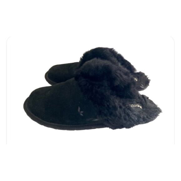 Koolaburra By UGG Women's Milo Slippers Shoes Size 10 Black Suede Shearling - Picture 1 of 7